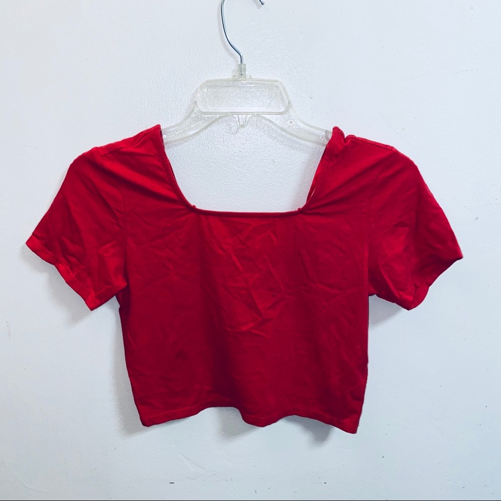 NEW square neck red crop top tshirt